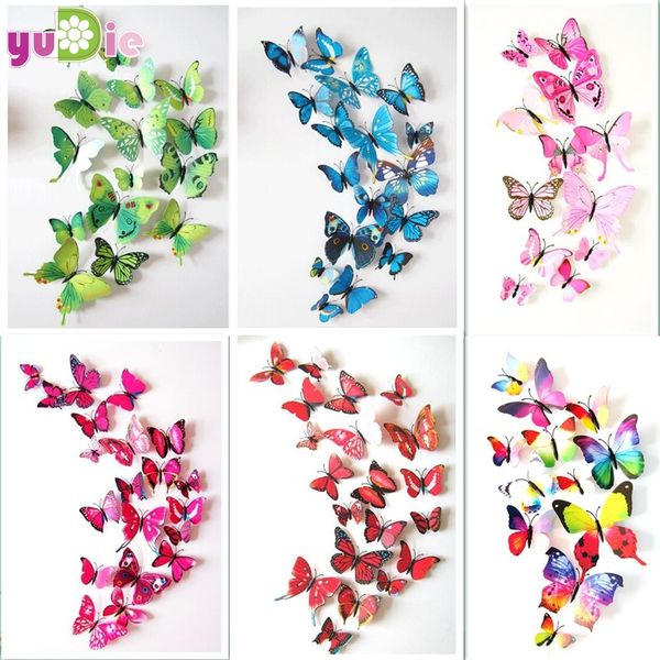 New Arrive Mirror Sliver 3d Butterfly Wall Stickers Party Wedding