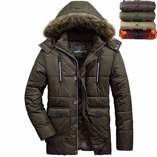

wholesale- new thick warm winter jacket men outerwear fashion detachable cap with fur hoodie cotton down parka men coats size ~4xl, Black;brown