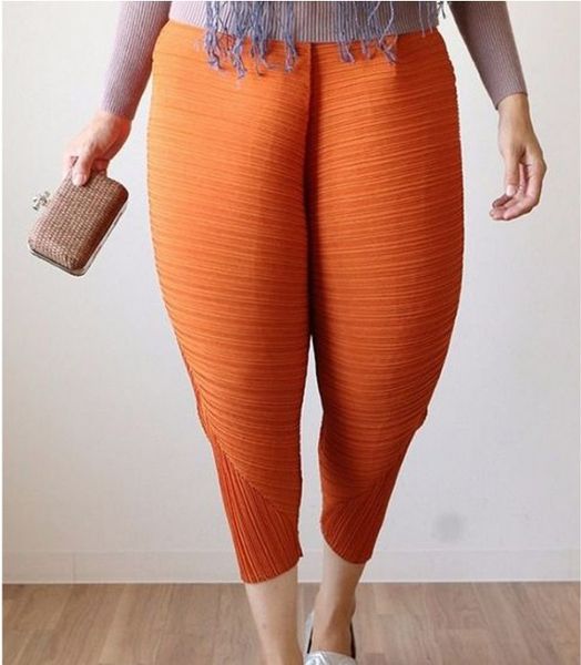 

Autumn Fried chicken pants European American fashion designer trousers ladies Capris pants loose elastic Women Trousers orange