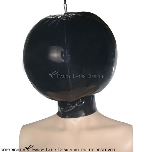

black inflatable latex hoods rubber ball masks cocoon balloon fetish bondage plus size breath play tt-0024, Silver