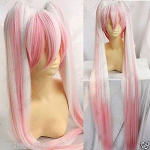 

wigs><cosplay wig w long pink/white sakura miku cosplay wig, Black