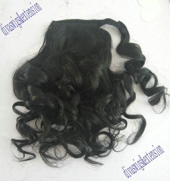 

beauty natural wavy hair puff remy human hair pony tail wrap around brazilian virgin hair ponytail extension with black drawstring