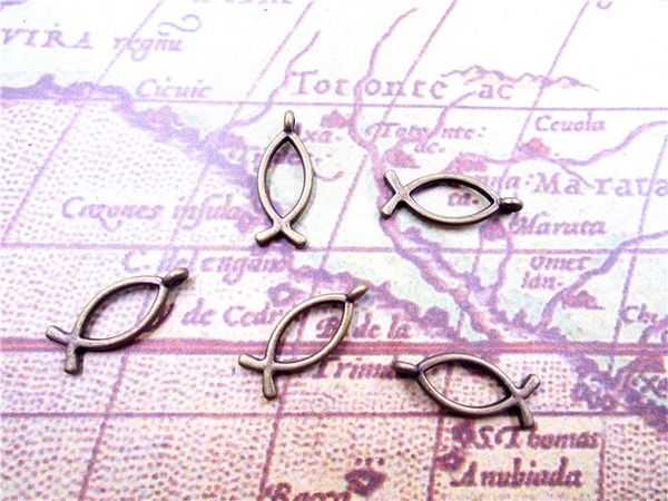 

75pcs--christian fish charms, antique bronze christian fish pendants/charms, jesus fish,9x20mm, Bronze;silver
