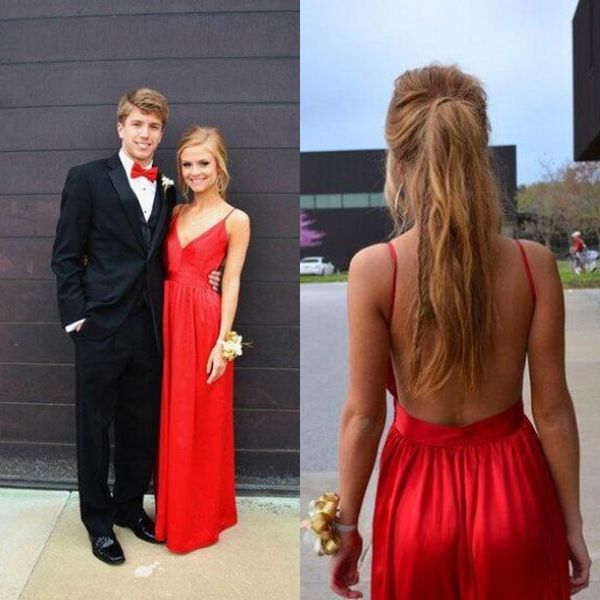 

sheath column backless red prom dressres spaghetti straps sleeveless floor length party gowns homecoming graduation, Black