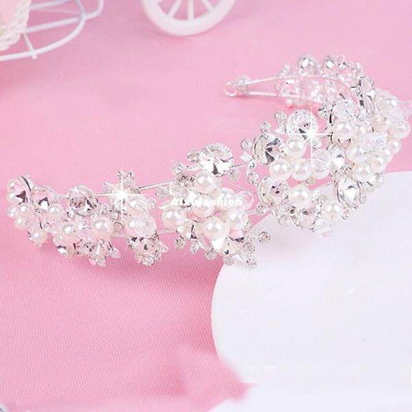 

western wedding hair accessories jewelry handmade silver crystal pearl vine flower crown and tiara baroque bride bridal headband, Slivery;golden