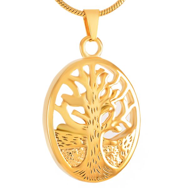 

oval tree of life stainless steel cremation pendant necklace funeral casket memory ashes keepsake urn necklace, Silver