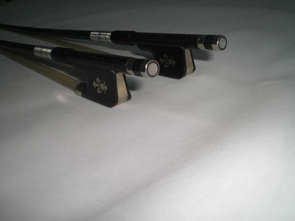 

2 pcs quality carbon fiber viola bows with grids ebony frog white bow hair
