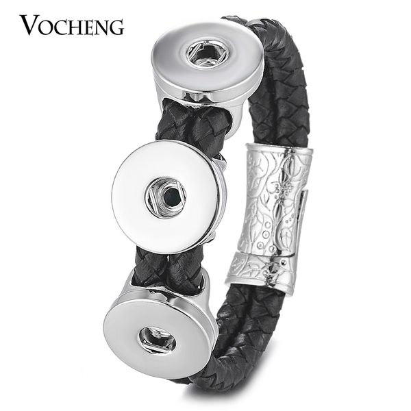 

VOCHENG Нуса кожаный браслет имбирь Оснастки прелести подходят 18 мм кнопка черный дв