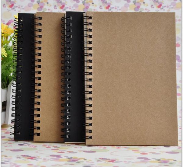 

Portable bu ine kraft paper notepad black drawing ketch notebook piral 100 heet journal notebook chool office upplier note book