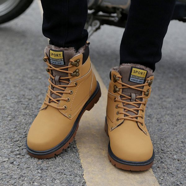 

wholesale-super warm men winter martin boots men shoes outdoor waterproof rubber snow suede tooling boots leisure leather boot flats botas, Black