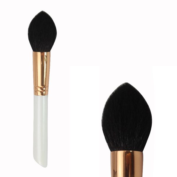 

r130 tapered face goat hair blush brush with rose golden copper ferrule cosmetic makeup make up brush kit