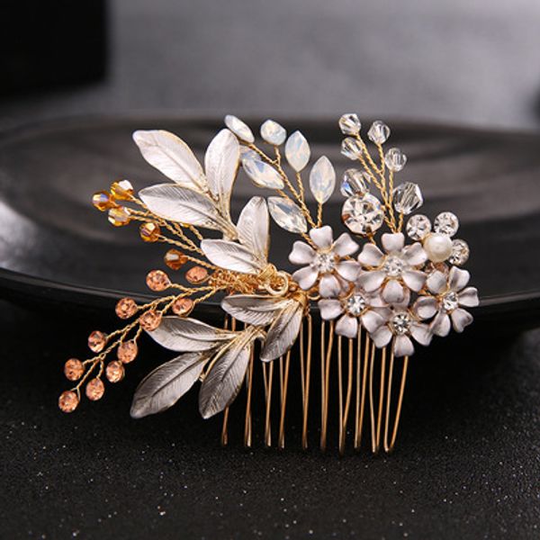 

wedding bridal bridesmaid handmade rhinestone beads flowers hair combs hairbands tourism vacation tiaras wreath headdress hair accessories, Silver