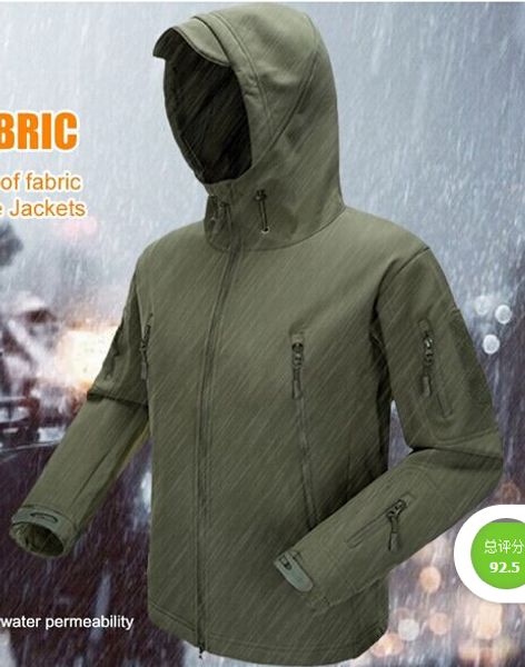 

wholesale- outdoor hunting clothing for camping climbing hiking jackets softshell fleece fabric,instant waterproof coat for men, Camo;black