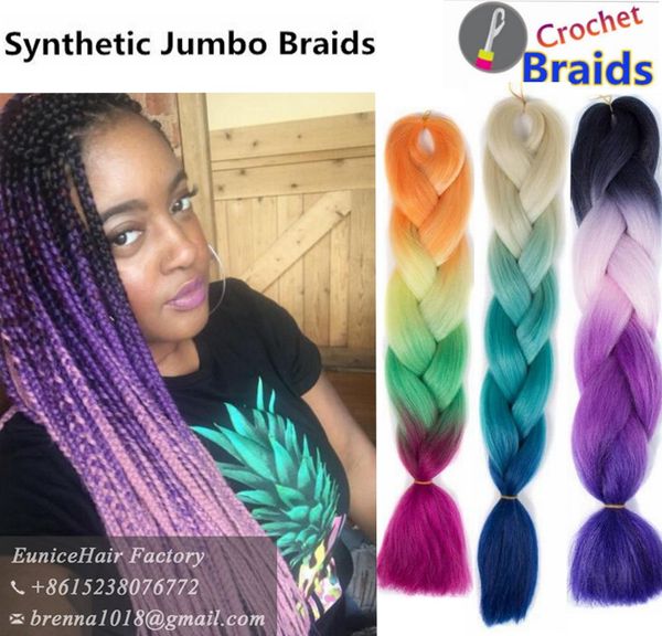 2019 Ombre Grey Jumbo Braiding Hair Synthetic Two Tone Hair Color