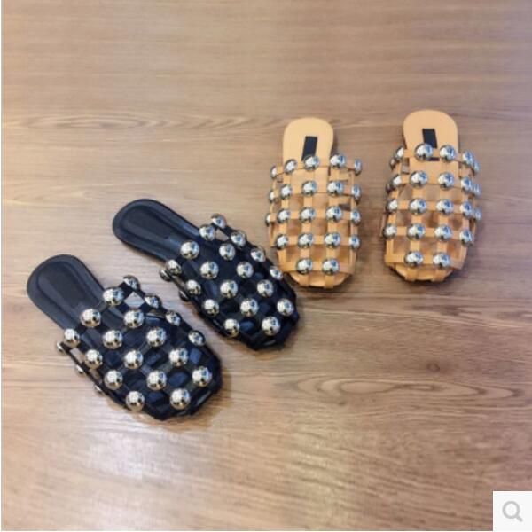 

Zapatos Mujer Стад Гладиатор плоские сандалии камни шипованных флип сандалии большой р