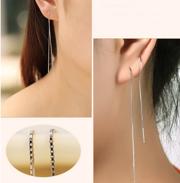 

17cm long line chain drop dangle earrings 925 sterling silver earrings fashion jewelry ear cuff for women lt