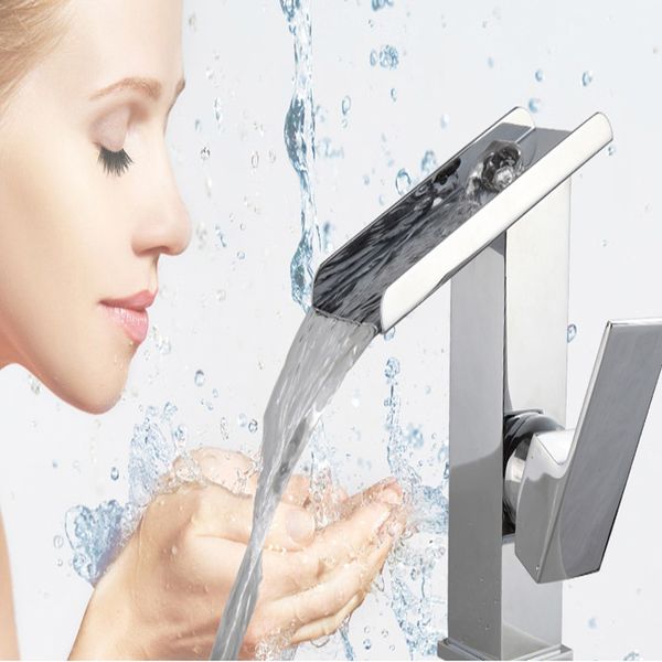 

american standard soild brass finish body single handle one hole cold and water tap bathroom waterfall basin faucet