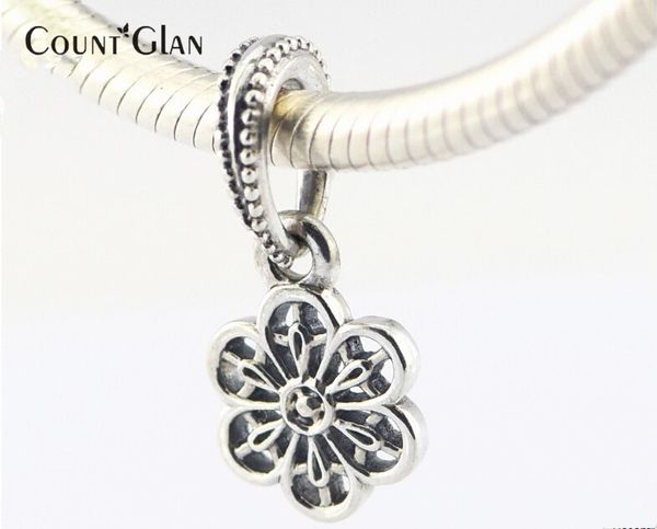 

925 sterling silver floral daisy lace silver dangle diy beads fits pandora charms bracelets & necklace exquisite jewelry, Black