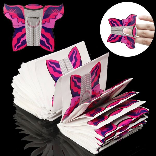 

wholesale- 100pcs/roll butterfly nail form manicire supplies tools nails art tip sculpting extension builder sticker for acrylic uv gel, Black