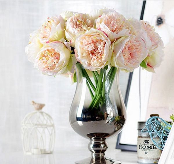 

искусственный шелк поддельные 5 голов букет цветов букет главная отель свадьба сад цветочный декор пион - розовый