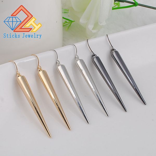 

trendy dangle earring european american retro rivet 3 color optional cone punk romantic earring hook, Silver