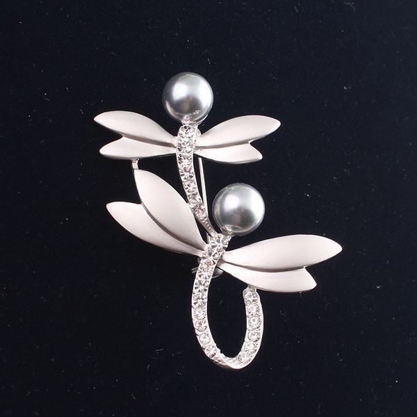 

dragonflies jewelry brooches pins fashion brooches gold brooch for wedding gifts for guest brooch with artificial pearl rhinestone, Gray