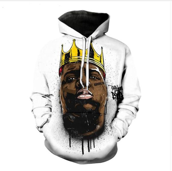 

2017 new design womens/mens rapper biggie smalls funny 3d print casual crewneck hoodies plus size lms2017.8.31, Black