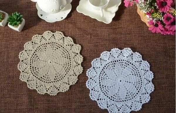 

wholesale- 25cm pastoral cotton dining crochet table place mat bambou pad pot holder baby placemat cup mug doilies home kitchen