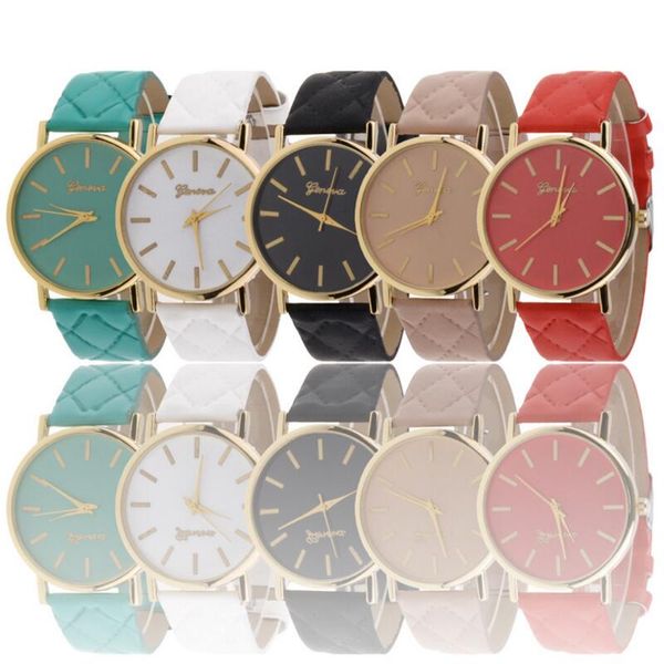 Moda Mulheres Vestido Genebra Assista Mulheres Cor Vermelho Relógio Casual Mulheres Dress Watches Llather Strap Relógios Frete Grátis