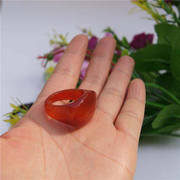 

natural white agate hand-carved agate red oval ring surface ring ring, Silver