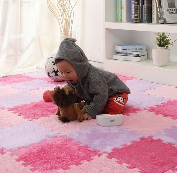 Long Fur Hair Puzzle Foam Floor Mat Pad Baby Crawling Cutting Area