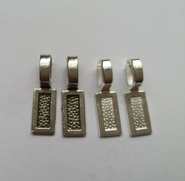 Moda Banhado A Prata Tag Retangular em Bail Pendants Para Colar de Pingente de Jóias DIY 24.7x7.4mm (0.97 