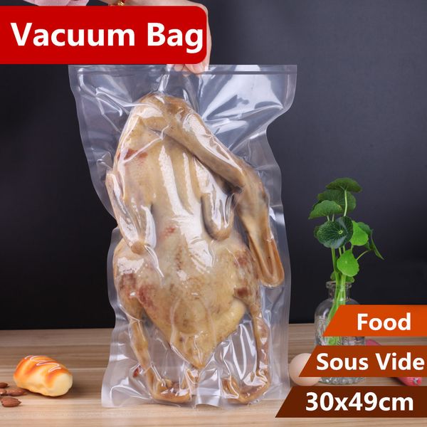 30 x 49 cm, 0,24 mm, Vakuum-Nylon, durchsichtig, für gekochte Lebensmittel, zum Aufbewahren von Verpackungsbeuteln, Fleischsnacks, hermetische Aufbewahrung, Heißsiegel-Kunststoffverpackungsbeutel