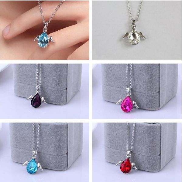 

fashion alloy angel wings fine female short necklace drop-shaped anti-allergy pendant yp102 arts and crafts pendant with chain, Black