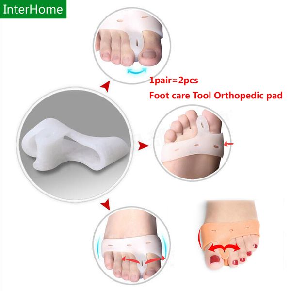 

1pair=2pcs bicyclic silicone gel hallux valgus thumb orthopedic braces split toe big bone foot pad big toe thumb eversion toe crossbow care