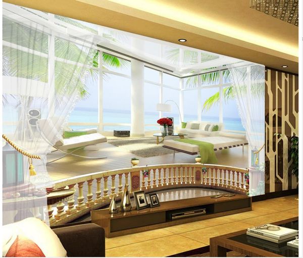 

3d seascape sightseeing terrace tv backdrop mural 3d wallpaper 3d wall papers for tv backdrop
