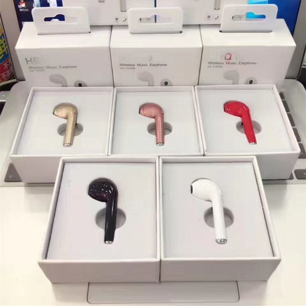 

hbq i7 wireless bluetooth earphone earbud single earbud sports with mic stereo headset for iphone android with retail box