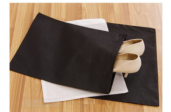 

portable travel storage bag for shoes non-woven drawstring shoes bags clothes underwear pouch organizer white black