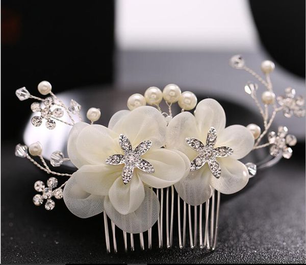

2019 new arrival european - style bride hair combs decorative diamond rhinestone flower head wedding bride headdress wholesale, Silver