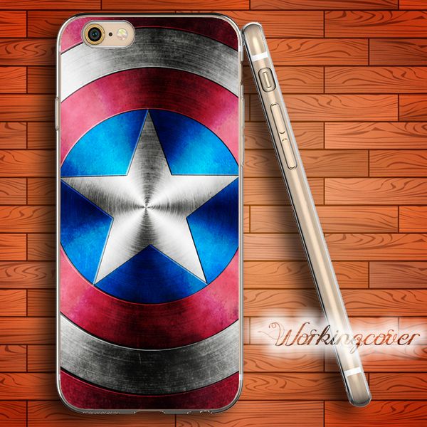 

capa red captain america shield soft clear tpu case for iphone 6 6s 7 plus 5s se 5 5c 4s 4 case silicone cover