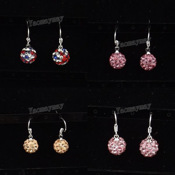 

24 pairs/lot uk flag, rose pink, champagne, pink crystal drop earrings silver plated jewelry
