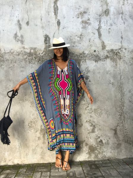 

2017 summer traditional african ethnic clothing women africaine print dashiki batwing sleeve dress african clothes indian bazin riche femme, Black;gray