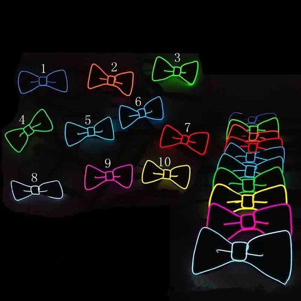 

Cool led bow tie glowing neck tie dj bar club evening party halloween fe tival bow tie el wire light up