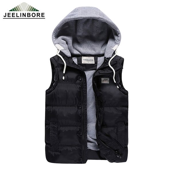 All'ingrosso- 2016 Uomini di marca Giacche invernali Casual Gilet spessi Uomo senza maniche Felpa con cappuccio Cappotti Uomo Gilet imbottito in cotone caldo Plus Size 5XLCoat