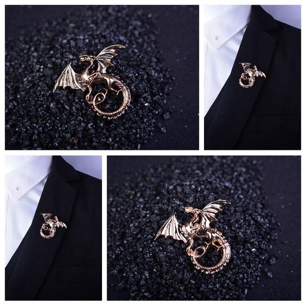 

wholesale- 2017 juego de tronos brooches corsage brooch men's suits animal collar pin buckle. domineering dragon blood for brothers buc, Gray