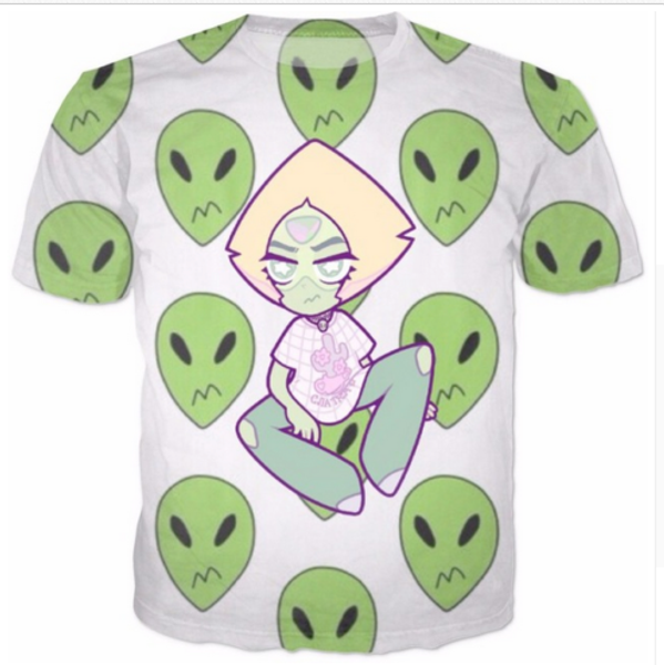 

fashion mens/womans peridot alien pattern t-shirt summer style funny 3d print casual t-shirt plus size aa265, White;black