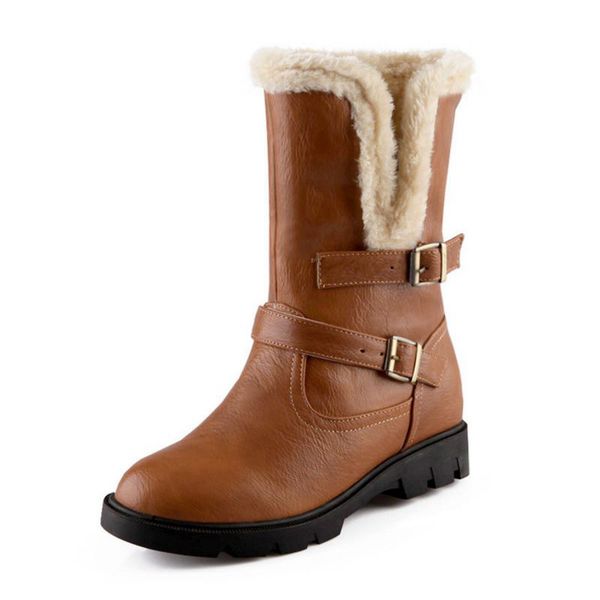 

size 34-39 women high heel mid calf boots two method winter warm snow botas half short gladiator boot footwear shoes, Black
