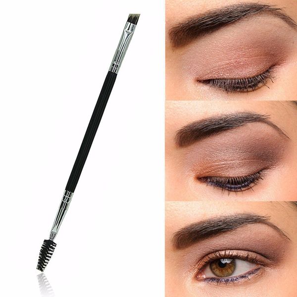 

wholesale- 1pcs pro makeup bamboo handle double eyebrow brush + eyebrow comb cosmetics concealer tools and sold