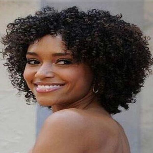 Bob Kinky Peruca Encaracolado Simulação Cabelo Humano Brasileiro Crespo Encaracolado Perucas Cheias Curto Bob Estilo Full Perucas Para meninas negras