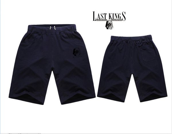 

m001 s-5xl new style fashion mens hip hop last kings letter cotton shorts elastic waist casual knee length, White;black